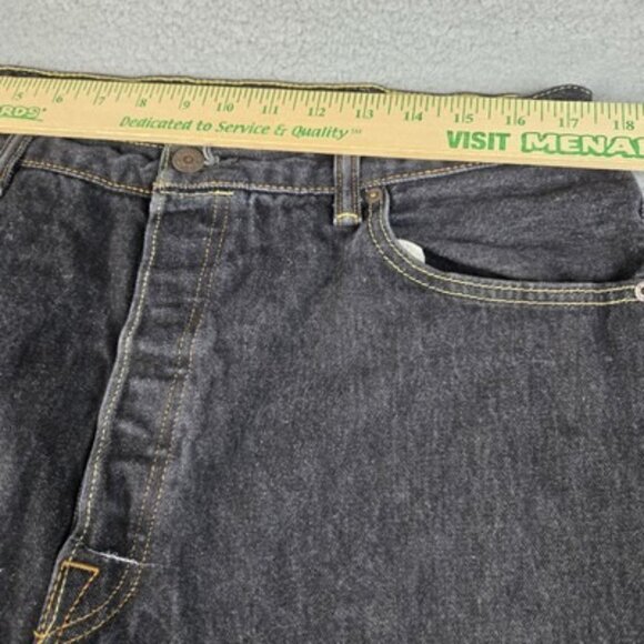 Levi's 501 Jeans Mens 38x34 Black Straight Leg Classic Button Fly American Denim - Picture 3 of 14